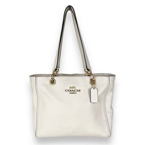 Coach Jes Pebbled Leather Tote Chalk Shoulder Bag F76701